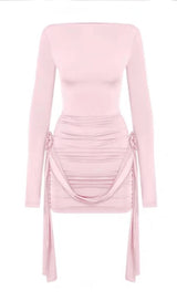 FLOWER EMBELLIISHED MINI DRESS IN LIGHT PINK Dresses sis label 