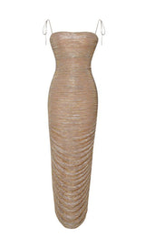 THE GLINT GOLD RUCHED CHIFFON LONG MAXI DRESS Dresses styleofcb 