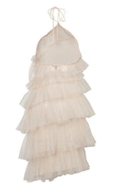 POMPOUS GAUZE SEQUIN MINI DRESS IN WHITE Dresses styleofcb 