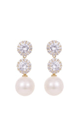 PEARL EARRINGS WITH ZIRCON FLOWERS Earrings blingmyfriend 