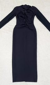 LONG SLEEVES CUT OUT MIDI DRESS IN BLACK styleofcb 
