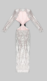 SEQUINN CUTOUT MAXI DRESS IN METALLIC DRESS styleofcb 