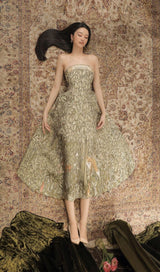 JUNGLE PRTINTED MIDI DRESS IN CHOCOLATE DRESS STYLE OF CB 