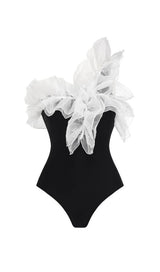 ONE SHOUDER RUFFLE STITCHING ONE PIECE SWIMSUIT styleofcb 