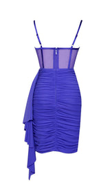 YOLIE ROYAL BLUE RUCHED DRAPING MESH CORSET DRESS Dresses styleofcb 