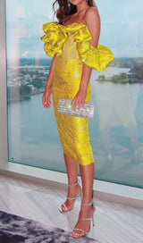JACQUARD STRAPLESS MIDI DRESS IN YELLOW Dresses styleofcb 