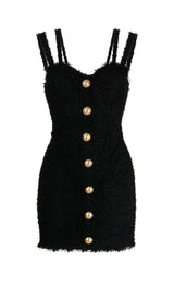 BUTTONED STRAP MINI DRESS IN BLACK styleofcb 