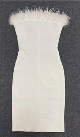 FEATHER STRAPLESS DRESS IN BLACK Dresses styleofcb 