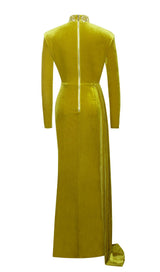 Zenaida Gold Cutout High Slit Velvet Gown Dresses styleofcb 