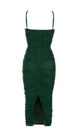 RUCHED MIDI DRESS IN GREEN styleofcb 