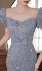 SEQUIN PUFF SLEEVE MAXI DRESS IN BLUE Dresses styleofcb 