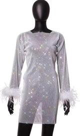 FEATHER MESH MINI DRESS IN WHITE Dresses styleofcb 