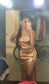 ONE SHOULDER BODYCON MAXI DRESS IN GOLD Dresses styleofcb 
