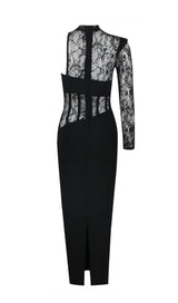 LACE ONE SHOULDER MIDI DRESS IN BLACK styleofcb 