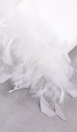 WHITE FEATHER LONG SLEEVE BLAZER MINI DRESS styleofcb 