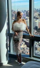 FEATHER SEQUIN TWO PIECE SET styleofcb 