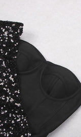 ASYMMETRIC SEQUIN RUCHED MINI DRESS Dresses styleofcb 
