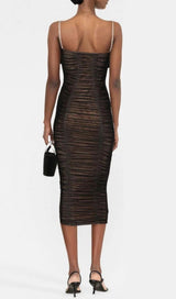 BOW MESH STRAPPY MIDI DRESS IN BLACK styleofcb 