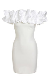 BANDAGE SOFT PLEATED MINI DRESS IN WHITE styleofcb 