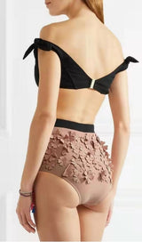 PINK EMBOSSED FLOWER SWIMSUIT Swimwear Oh CICI 