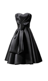 STRAPLESS SATIN MIDI DRESS IN BLACK styleofcb 