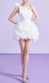 WHITE ONE SHOULDER BOWKNOT MINI DRESS Dresses styleofcb 