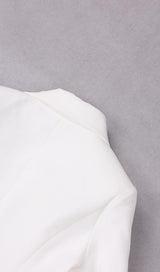 WHITE FEATHER LONG SLEEVE BLAZER MINI DRESS styleofcb 