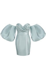 STRAPLESS LANTERN SLEEVE MINI DRESS Dresses styleofcb XS BLUE 