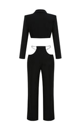 SNAKE BUCKLE WAISTBAND SUIT IN BLACK styleofcb 