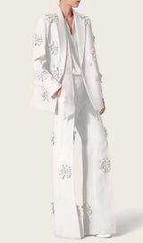 DOUBLE-BREASTED THREE DIMENSIONAL FLORAL SUIT JACKET IN WHITE styleofcb 