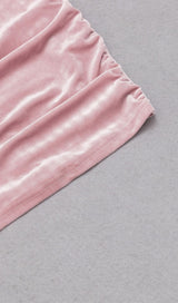 PINK LONG SLEEVE VELVET MINI DRESS styleofcb 