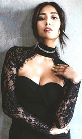 BLACK LACE STITCHED CHEST HOLLOW DRESS styleofcb 