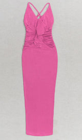ROSE EMBELLISHED RUFFLED MIDI DRESS IN PINK styleofcb 