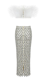 FEATHER SEQUIN TWO PIECE SET styleofcb 