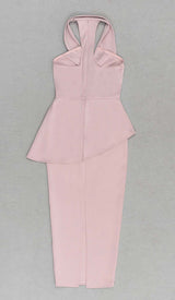 APPLIQUÉD BANDAGE MIDII DRESS IN PALE PINK DRESS STYLE OF CB 