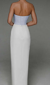 BANDEAU WAIST-TIGHTENING MAXI DRESS IN WHITE STYLE OF CB 