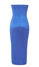 BANDEAU BODYCON MIDI DRESS IN BLUE DRESS STYLE OF CB 