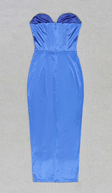 BANDEAU BODYCON MIDI DRESS IN BLUE DRESS STYLE OF CB 