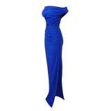 SPLIT SATIN CORSET DRESS IN BLUE DRESS styleofcb 