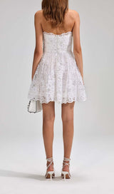 BEADED SEQUIN BANDEAU MINI DRESS IN WHITE styleofcb 