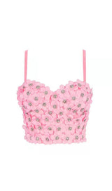 BLACK FLOWER CRYSTAL TOP styleofcb 34B/75 PINK 