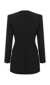 BLACK HOLLOW DRAPED TUXEDO DRESS ohmogo 