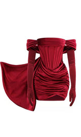 BLUE VELVET CORSET MINI DRESS styleofcb XS WINE RED 