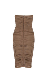 BROWN RUCHED MIDI DRESS Dresses styleofcb 