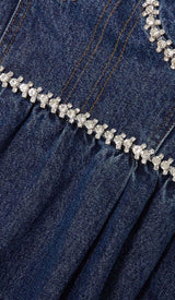 CRYSTAL-EMBELLISHED DENIM MINI DRESS IN BLUE DRESS STYLE OF CB 