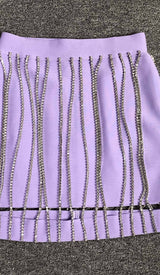 CRYSTAL TASSEL BANDAGE MINI DRESS IN PURPLE DRESS STYLE OF CB 