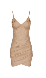 Corset Leather Sling Dress styleofcb PINK XS 