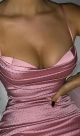 DIAMOND RUCHED MINI DRESS IN PINK styleofcb 