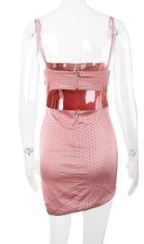 DIAMOND RUCHED MINI DRESS IN PINK styleofcb 