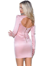 Camila Pink Satin Corset Dress with Crystals Dresses Oh CiCi 